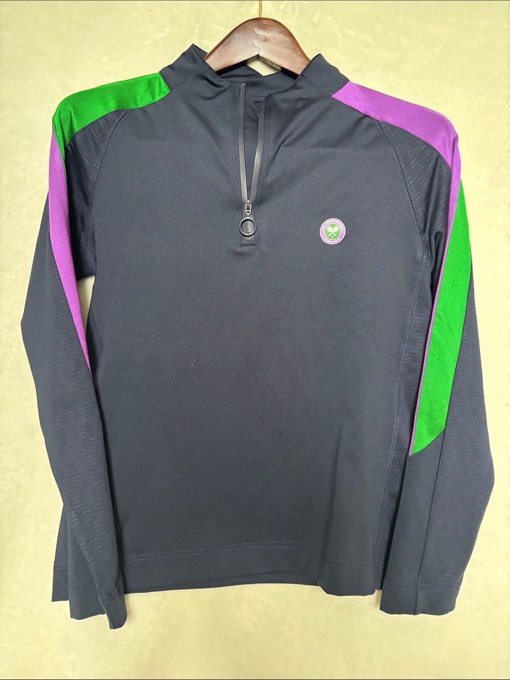 Wimbledon Navy 1/4 Zip Jacket with Green & Purple Accents